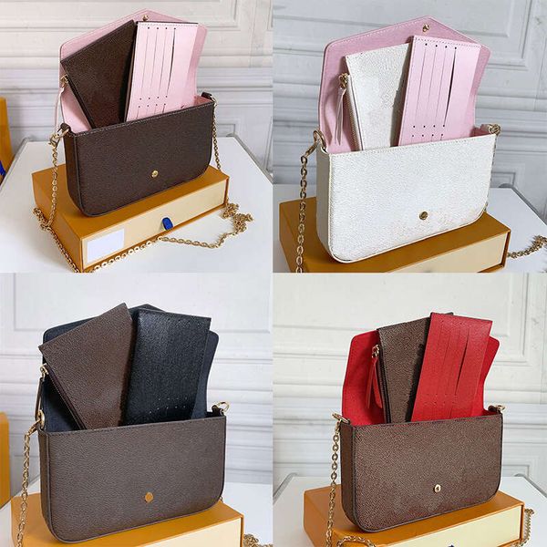 

designer bag 3pcs felicie pochette mini luxury handbag leather wallet fashion handbags ladies shoulder messenger purse