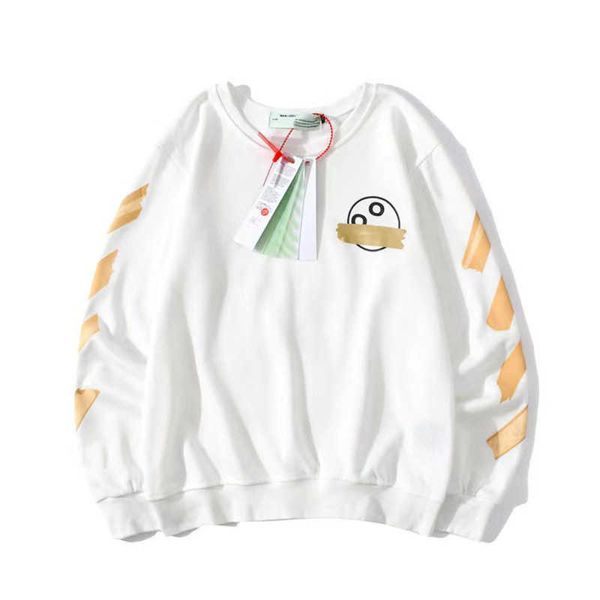 

offs men's sweatshirts luxury classic brand pullover men arrow cross letter print hoodies fashion designer women o-neck sweater loose, Black