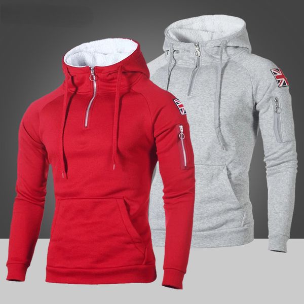 

2022 men hoodies autumn casual fleece sweatshirts hoody outwear fashion men's sportswear outwear hooded pullover solid clothing, Black