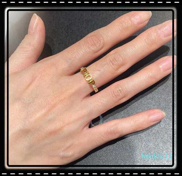 

fashion designer gold letter band rings bague for lady women party wedding lovers gift engagement jewelry with box1000125, Silver