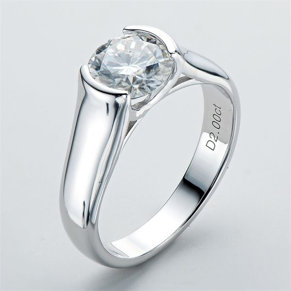 

cluster rings iogou 2ct diamond solitiare engagement rings for women 100 925 sterling silver bridal wedding band bezel setting 220922, Golden;silver