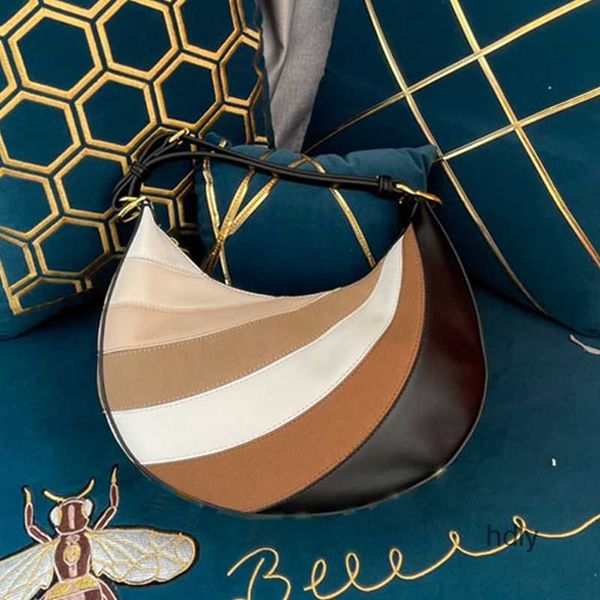 

evening bags classic axillary tote bag cross body bags shoulder handbag women half moon purse wallet golden metal letter rainbow stripe patt