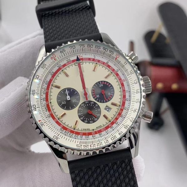 

aaa watch luxury men's watches elegant 45mm automatic mechanical stainless steel leather strap classic designer watch multifunction cal, Slivery;brown