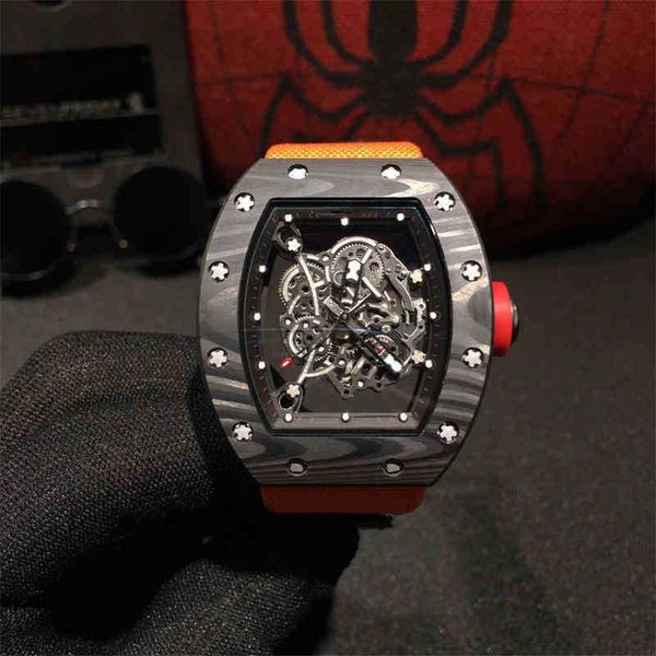 

richards watch milles mechanical wristwatch superclone watches designer luxury mens mechanics men's luminous carbon fiber fully automat, Slivery;black