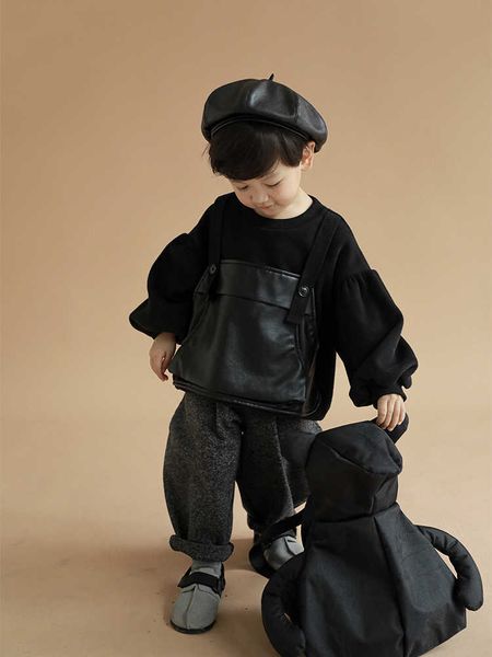 

pullover boy spring autumn clothes children korean handsome fake two piece sweatshirt baby fashion 220924, Blue