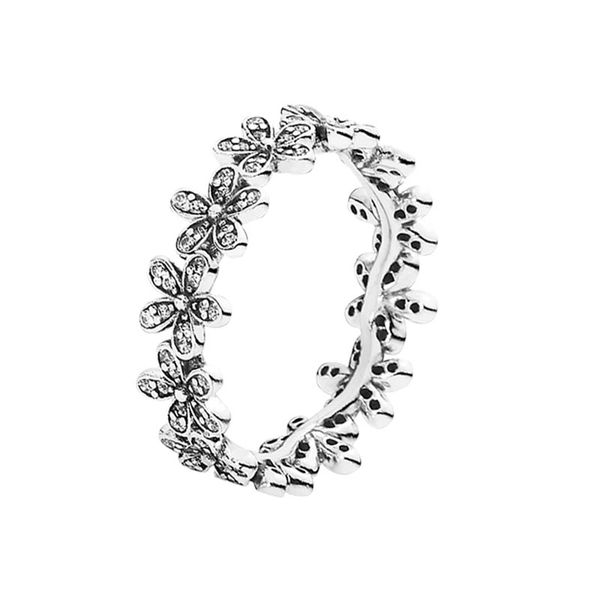 

sparkling daisy flower ring 925 sterling silver beautiful wedding jewelry for women girls with original box set for pandora rose gold engage, Slivery;golden