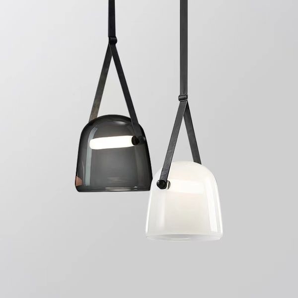

designer white smoky glass pendant lights modern led bedroom study living room bedside black art deco lamp fixtures