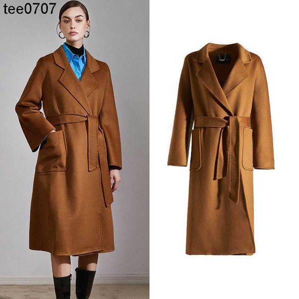 

2022 classics jacket coat autumn and winter new max bathrobe water wave pattern cashmere coat women's wool coat labbro, Tan;black