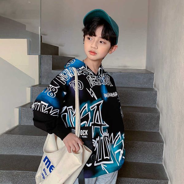 

pullover spring fall boys hooded sweatshirts kids casual sport children long sleeve hoodies school clothes 4 5 7 9 11y 220924, Blue