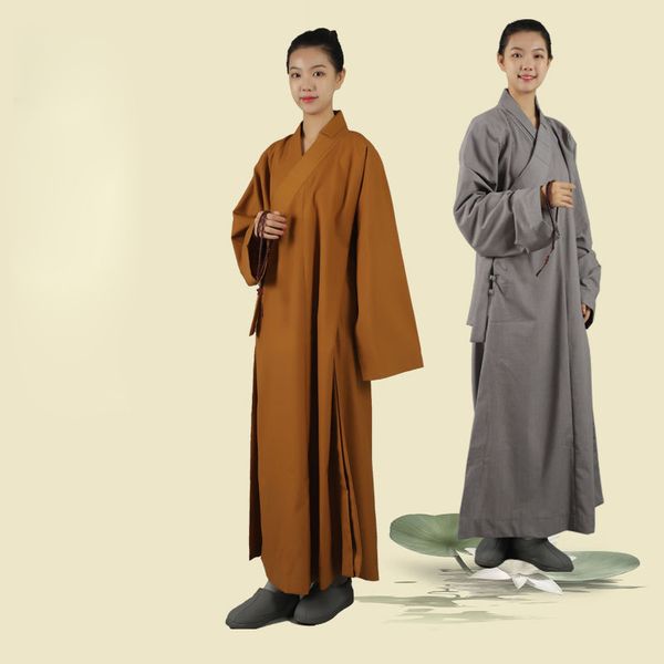 

others apparel asian temples monk long coat monastery convent nun zen robe buddhist countries men and women cotton linen arhat clothing, Black;white