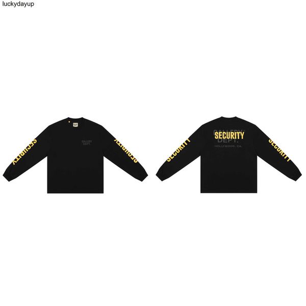 

men's hoodies designer sweatshirts galery dept black loose style yellow letter print men women long sleeve t-shirt