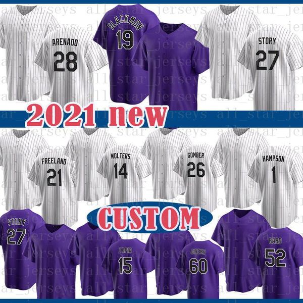 

baseball new baseball jersey 28 nolan arenado 19 charlie blackmon 27 trevor story 21 kyle and 14 tony wolters 24 ryan mcmahon 48 german, Blue;black