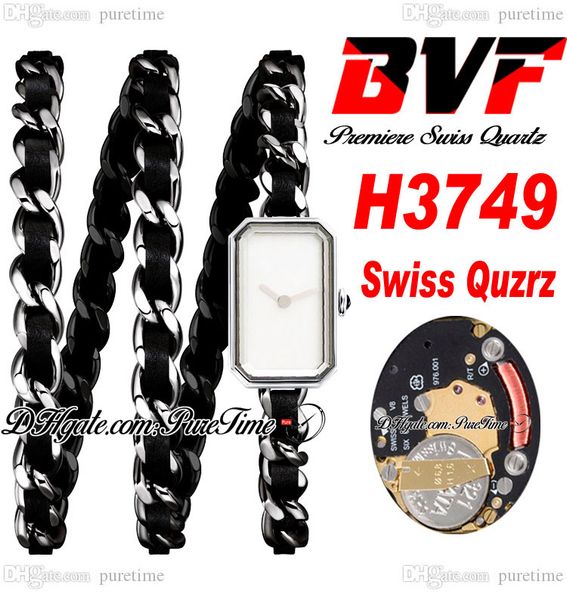 

bvf premiere h3749 swiss eta quartz ladeise watch rosck pop black steel case mop dial interwoven leahter strap super edition womens watch pu, Slivery;brown