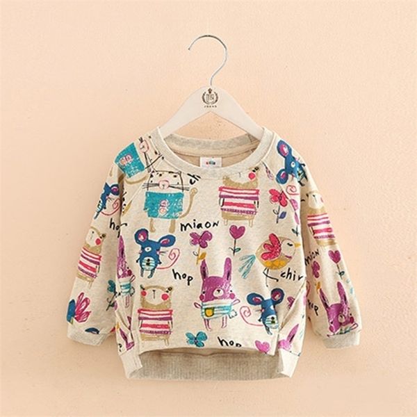

pullover autumn spring 2 3 4 5 6 7 8 9 10 years casual long sleeve cartoon animal print cotton loose sweatshirt for kids baby girls 220924, Blue