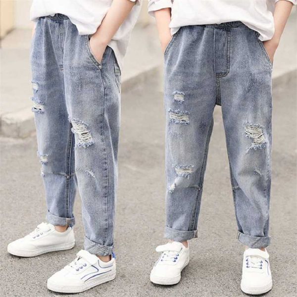 

jeans ienens 4-13 years boys clothes slim straight classic bottoms kids denim clothing long pants baby boy casual trousers 220923, Blue