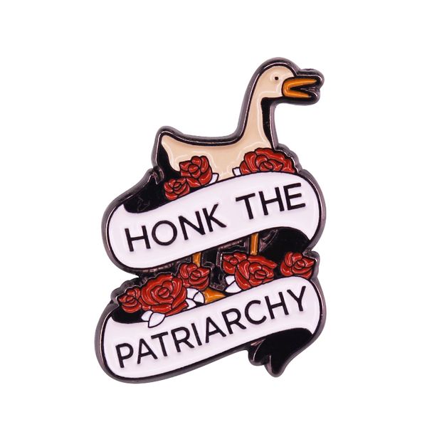 

honk goose the patriarchy brooch pins enamel metal badges lapel pin brooches jackets jeans fashion jewelry accessories, Blue