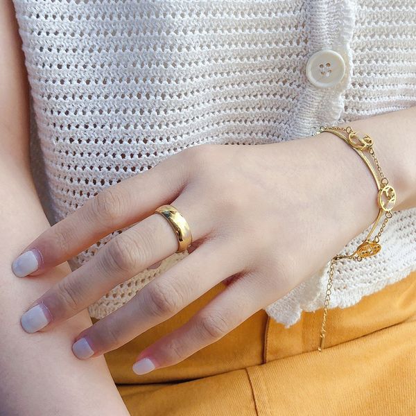 

stones fashion simple letter rings for woman couple quality ceramic material fashions jewelry supply, Golden;silver