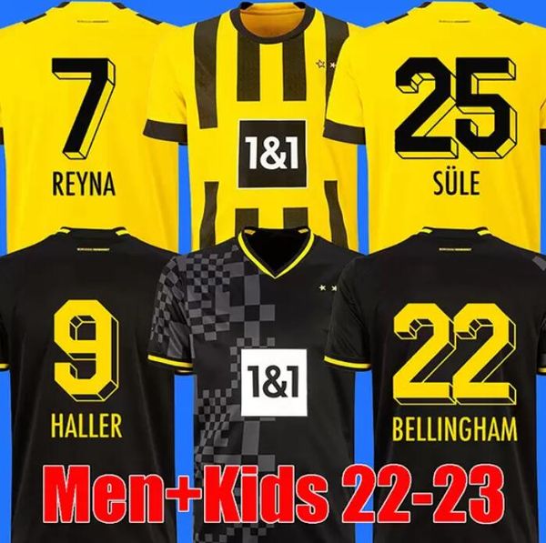 

22 23 dortmund soccer jersey 2022 2023 haller reus borussia football shirts reyna hummels brandt bellingham maillot de foot men kids, Black;yellow