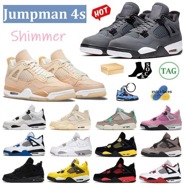 

with box 4 4s jumpman basketball shoes for men sneakers for women cool grey university blue bred black cat shimmer sail red thunder pure mlr