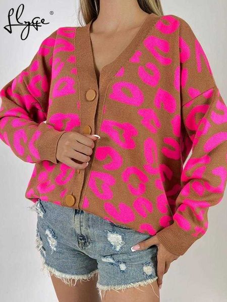 

women's sweaters leopard print women cardigan sweater knit fashion v-neck oversize female jumper sweaters 2022 autumn dots jumper long, White;black