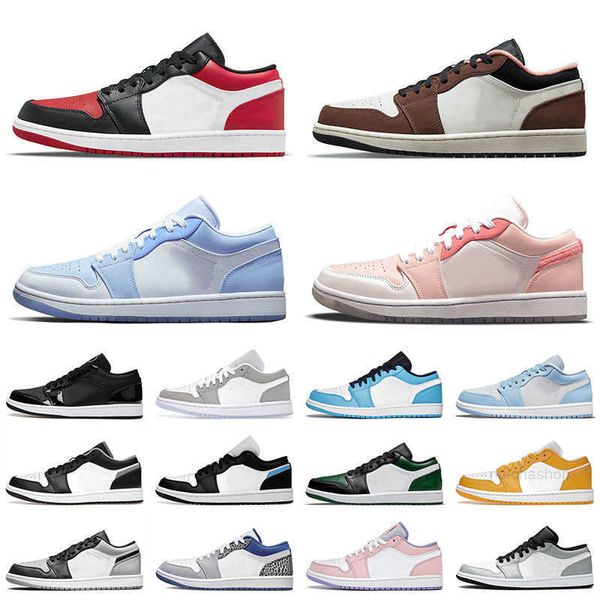 

jumpman 1 basketball shoes designer womens mighty swooshers men trainers low light chocolate aluminum bred toe 1s sneakers pollen jordens jo, Black