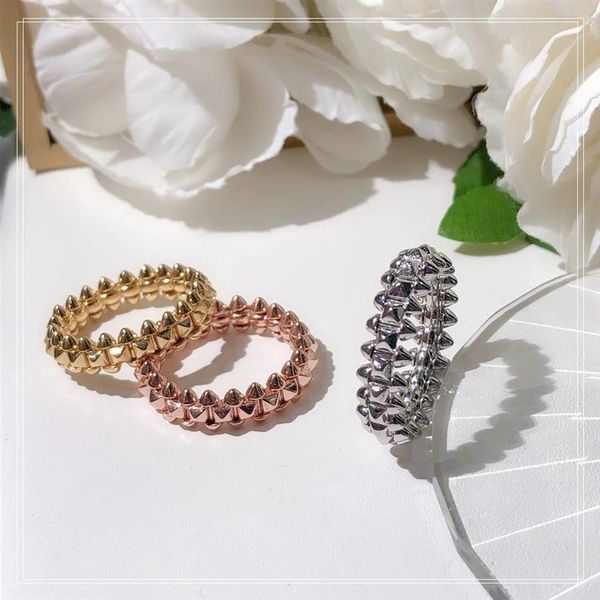 

s925 silver luxury rivet ring simple personality punk hip hop style temperament lady three-dimensional movable rings172l