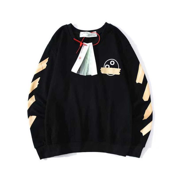 

ms fleece women's classic luxury sweatshirts brand offs pullover shirts men arrow cross letter print hoodies fashion designer women o-n, Black