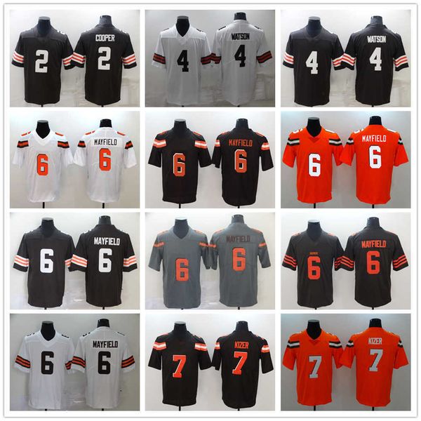 

cleveland''browns''new football jerseys 2 cooper 4 watson 6 baker mayfield 7 deshone kizer, Black;red