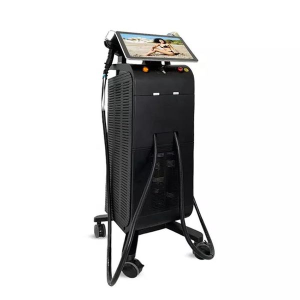 

professional three wavelength 2 handles diode laser hair remove ice titanium 808nm diodo laser machine hair remover appliances, Black