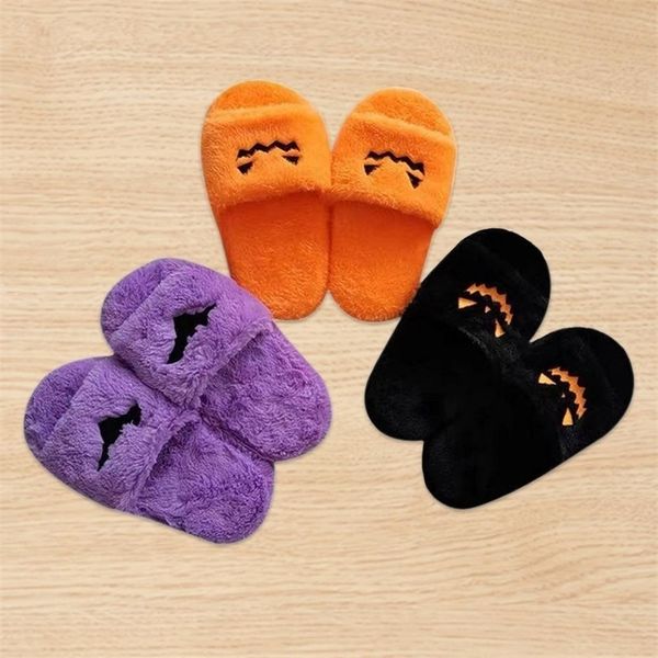 

slippers women home halloween winter warm shoes woman slip on flats slides female faux fur wholesale 3539 220923, Black