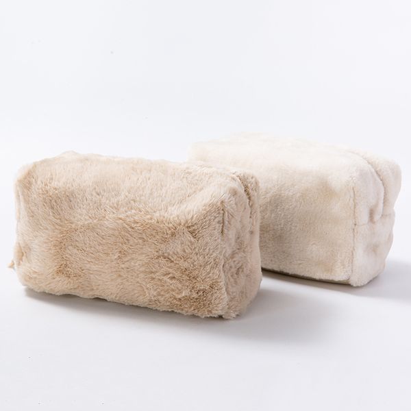 

3pcs stuff sacks women plush patchwork pu large capacity solid cosmetic bags