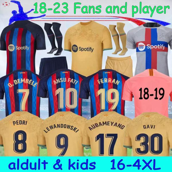 

soccer 16-4xl 21 22 23 lewandowski barcelona soccer jersey ansu fati ferran 2022 home away fans player memphis pedri adama 18 19 pink f. de, Black;yellow