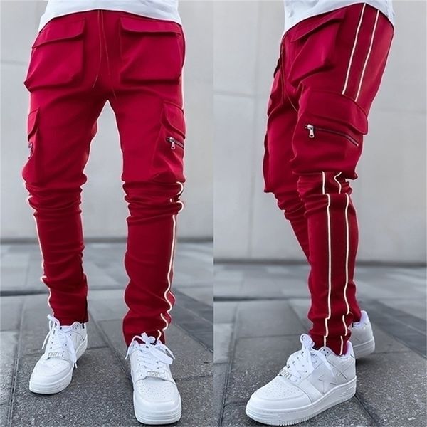 

men's pants spring and autumn work wear menpants male sports leisure brand multipocket night jogging fitness pants joggers 220922, Black