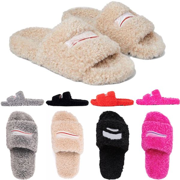 

winter fashion slippers l bedroom fashion lazy black white letter men women designer shoes flat lady 100% keep warm wool flops