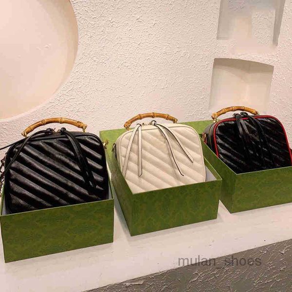 

2022 evening bags vintage square camera bags women bamboo handle handbag shoulder leather designer brand crossbody female purses