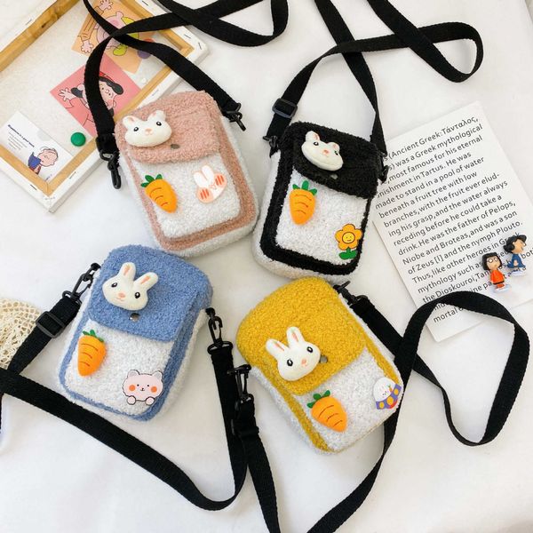 

backpacks plush children crossbody bags toddler shoulder cute parent child messenger for girls rabbit doll kids handbags wallet 220924