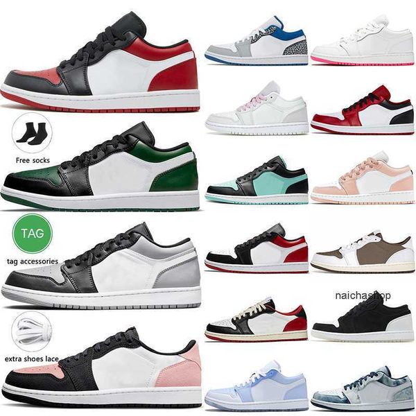 

basketball shoes sports trainers blue sneakers cactus jack reverse mocha bred shadow green toe bleached coral mighty university 1s low 2022, Black