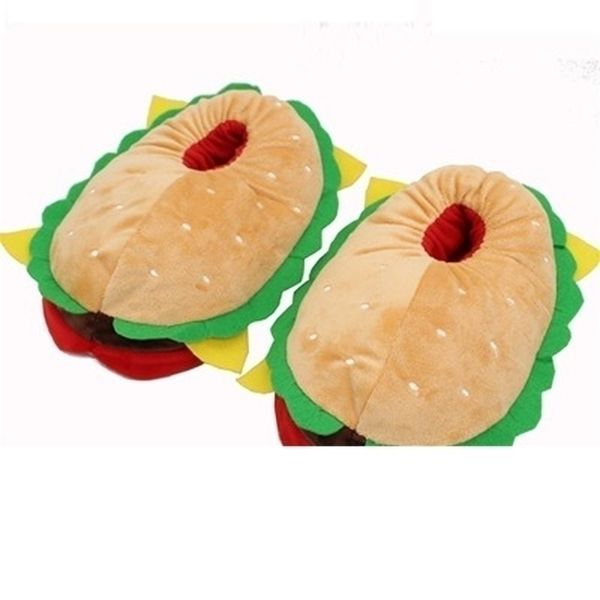 

slippers winter christmas gift lovely indoor home soft warm cotton floor child women novel cute hamburger 220923, Black