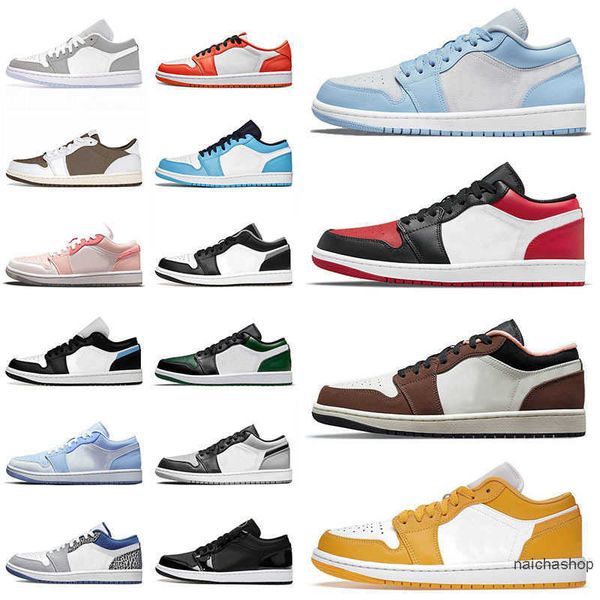 

1s low jumpman 1 fashion trainers basketball shoes mighty swooshers pollen sports unc true blue men designer womens sneakers aluminum bred j, Black
