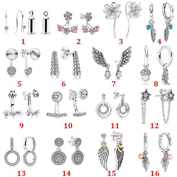 

925 sterling silver stud brand new sparkling double hoop earrings divine feather earrings high jewelry birthday engagement dust ba291f, Golden;silver