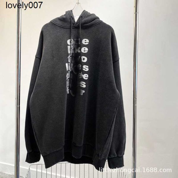 

designer balencaigass men's sweatshirts paris autumn new fashion brand phantom letter printing washing hole loose hooded men's wom, Black
