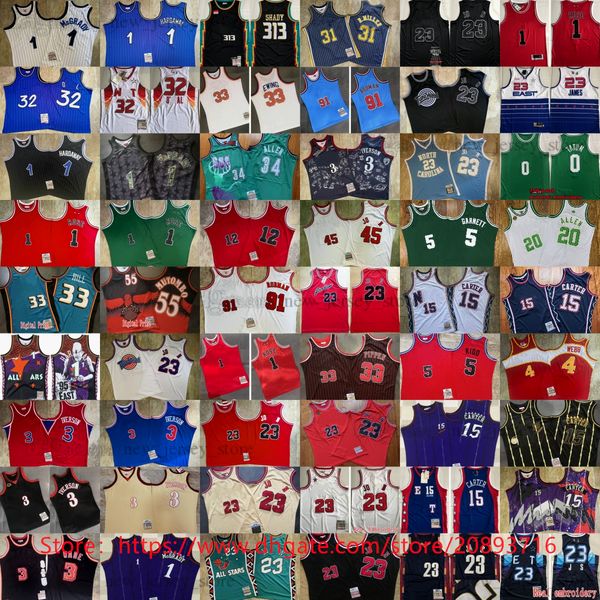 

mitchell and ness authentic double embroidered east basketball jersey 2009 all-stars allen iverson pippen rose rodman garnett wade carter mu, Black;red