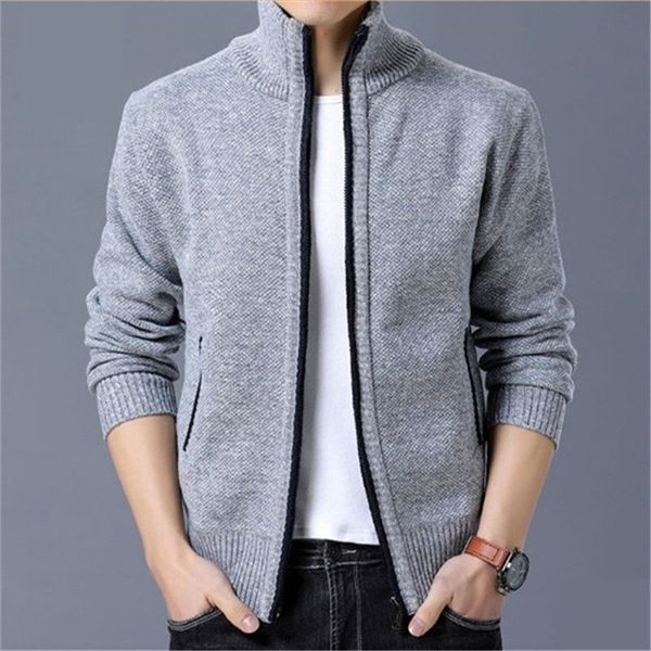 

men's sweaters fleece cardigan sweater fallwinter thermal jacket zip knit trend casual plus size -4xl 220924, White;black