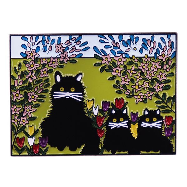 

three black cats art brooch enamel pin badge accessories factory sale, Blue