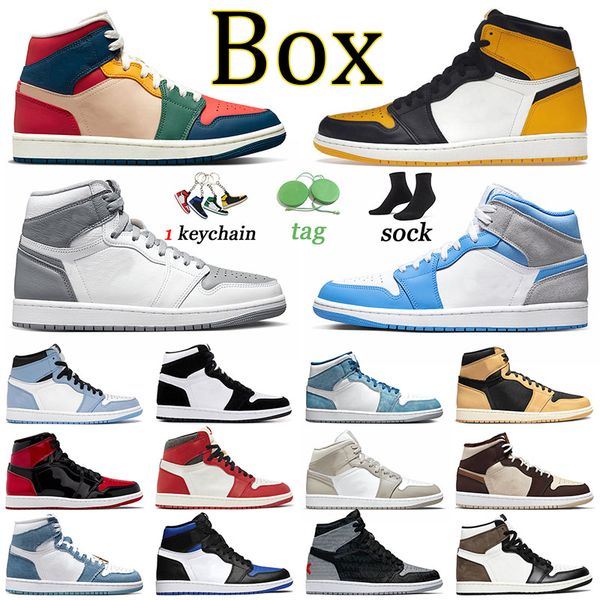 

big size us 12 jumpman basketballs shoes 1 1s men women offs white heirloom stealth trainers denim high og yellow toe sneakers sports multi, Black