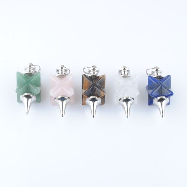 

natural stone pendant dangle bead merkaba pendulum biolocation metaphysical spiritual crystal lapis bn456, Silver