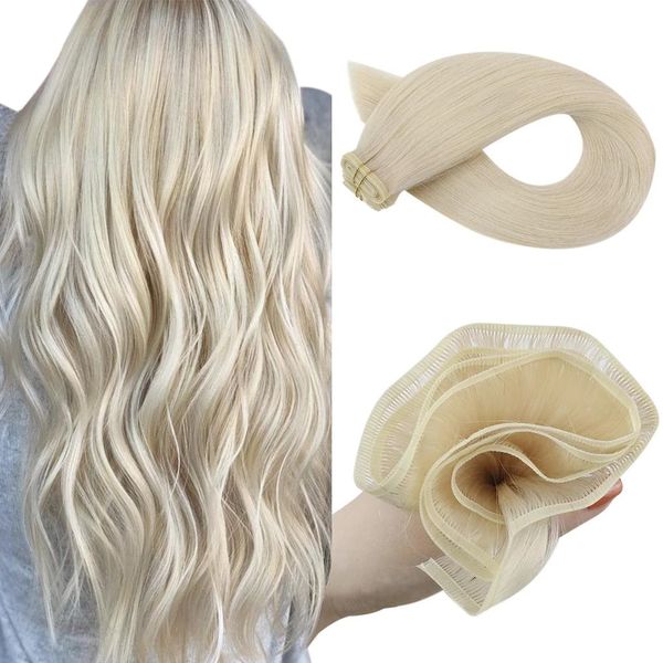 

hair wefts last 12 months ugeat flat silk virgin human 100 sew in pu extensions 220924, Black
