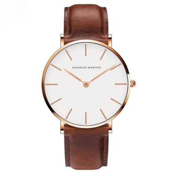 

classic and fashionable casual leather belt thin men's watches, Slivery;brown
