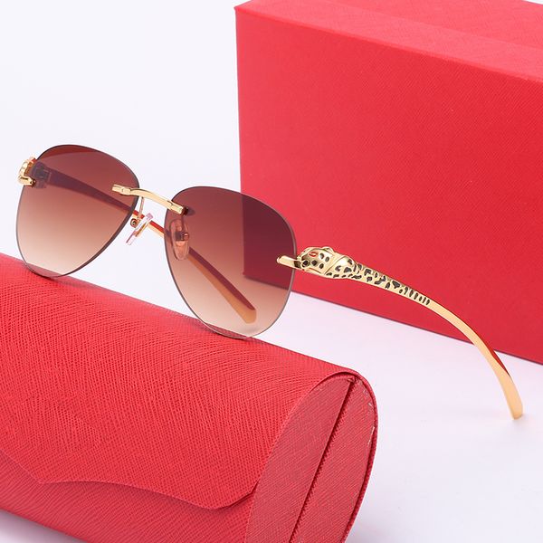 

designer carti sunglasses round decorative eyeglasses men women brand optical frames luxury glasses metal lenses leopard legs frameless sung, White;black
