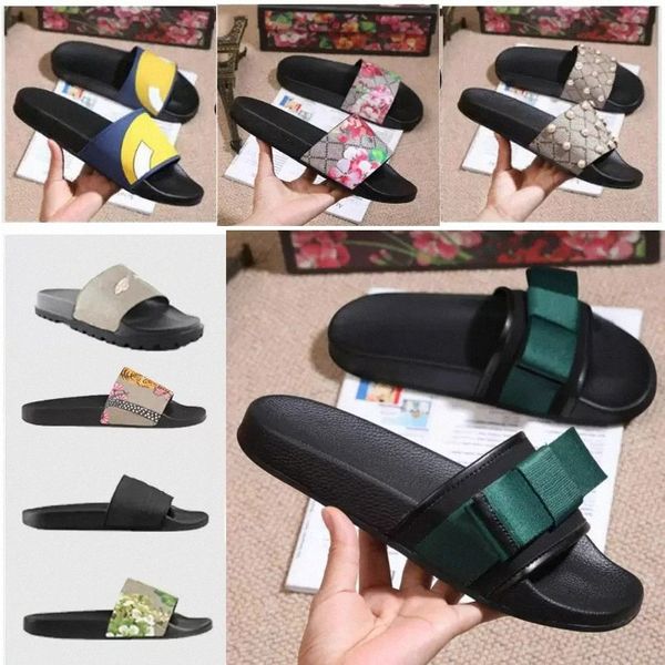 

mens womens slipper casual ladies sandali bathroom home shoes classic letter print pattern flower summer sandals beach slides fashion leis t, Black